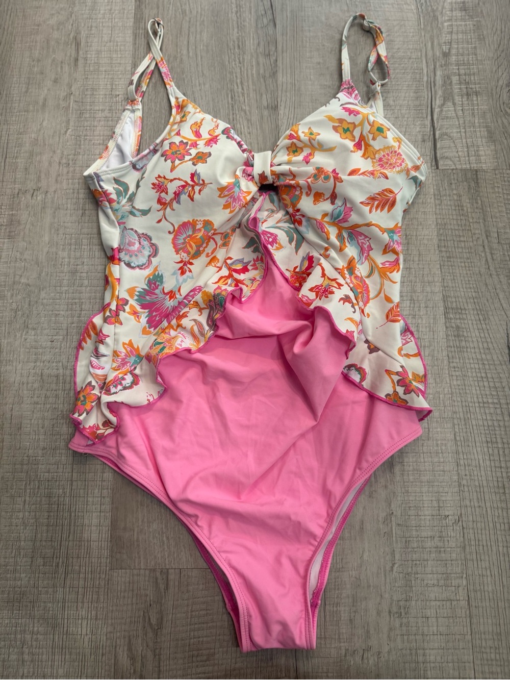Floral Pink Ruffle One-Piece Swimsuit